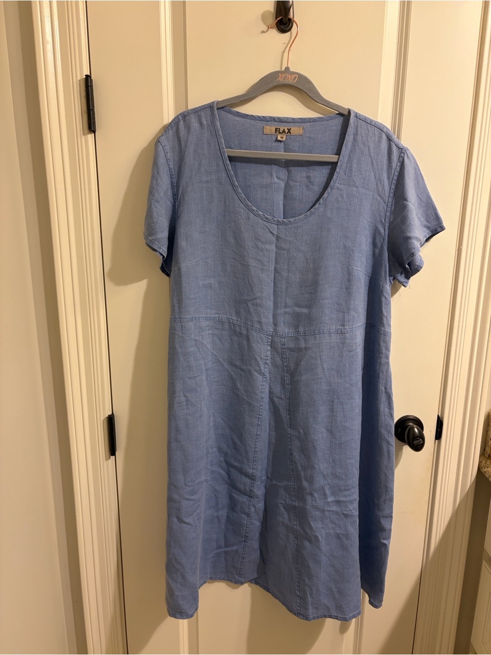 Flax Light Blue Linen Dress with Pockets